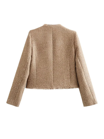 Elegant cropped tweed jacket – women
