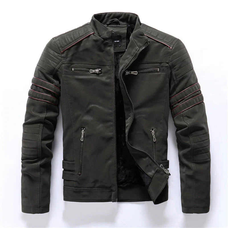Men's biker jacket with zipper – striking leather design