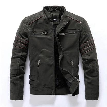 Men's biker jacket with zipper – striking leather design