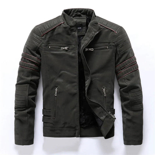 Men's biker jacket with zipper – striking leather design