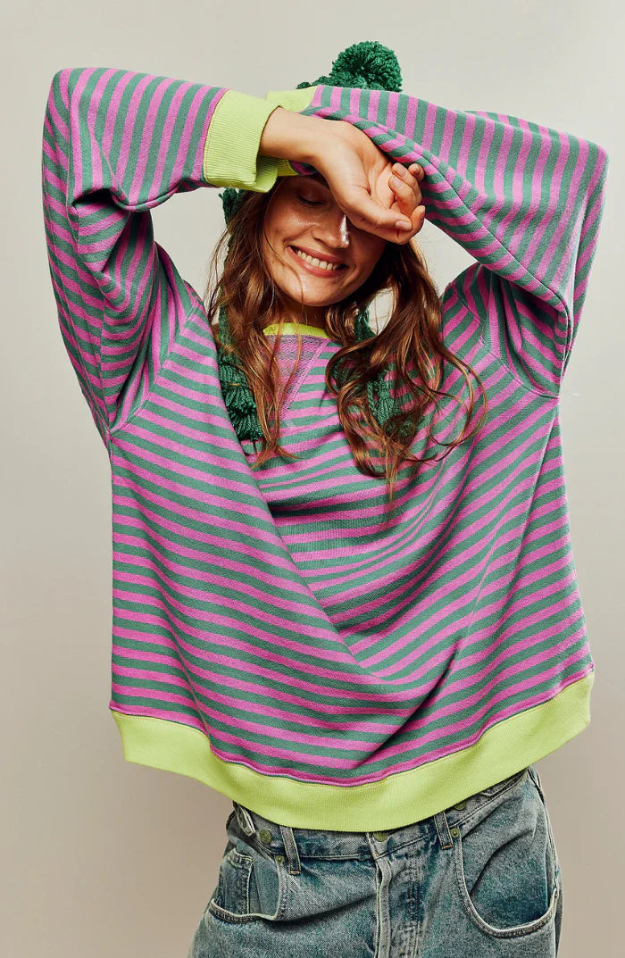 Oversized striped sweatshirt for women