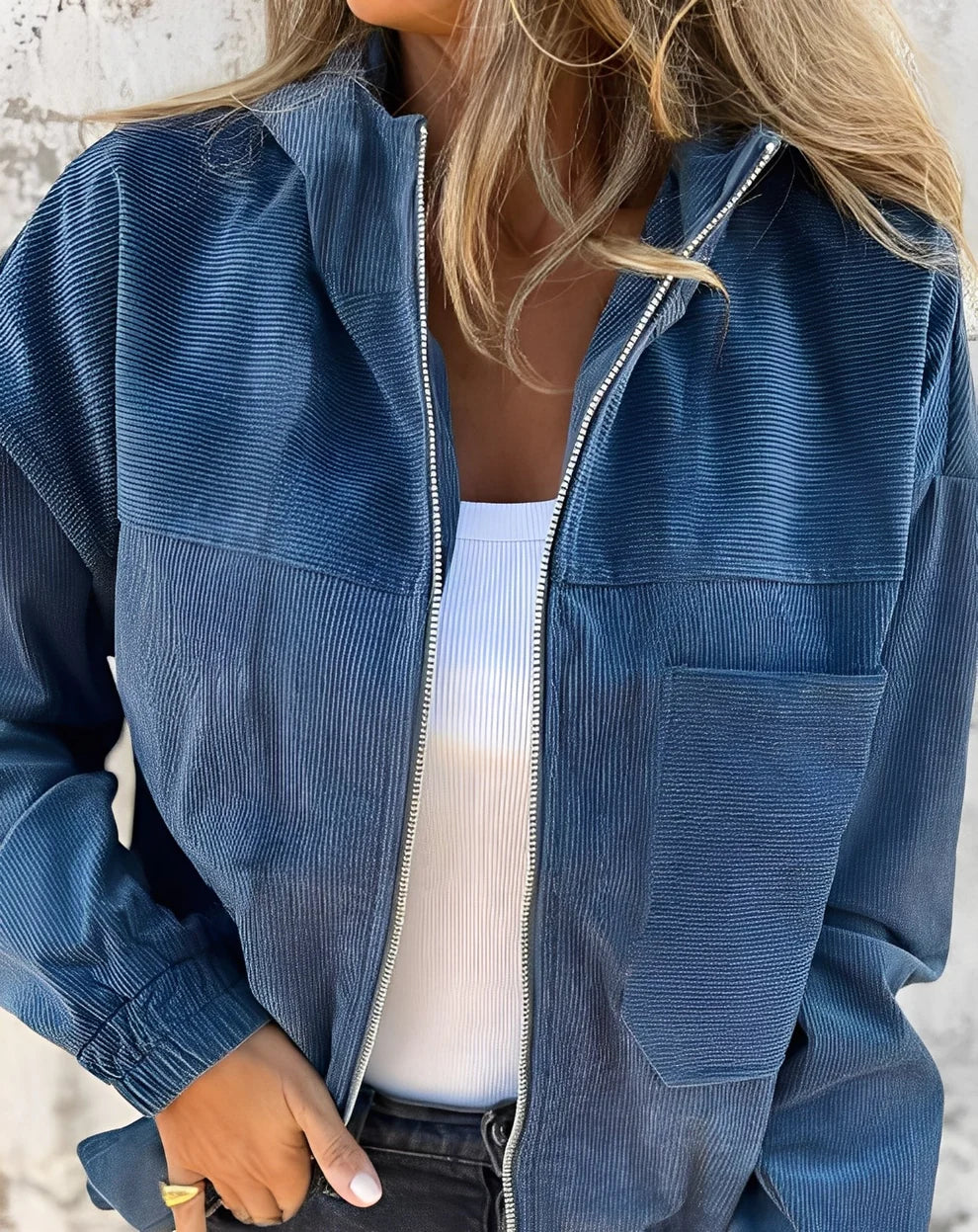 Gillian casual cord jacket with hood – women