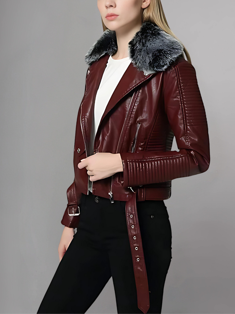 Women’s Faux Fur Quilted Moto Jacket