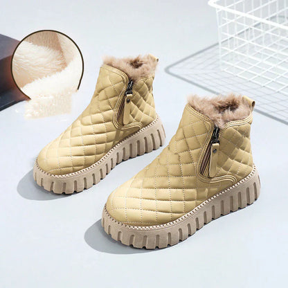 Warm platform side-zip boots – women