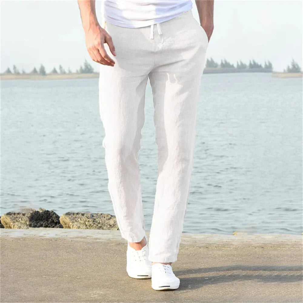 Lightweight men's linen trousers, casual and comfortable