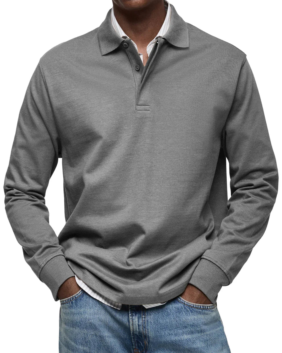 Dewey simple long-sleeve polo shirt – men