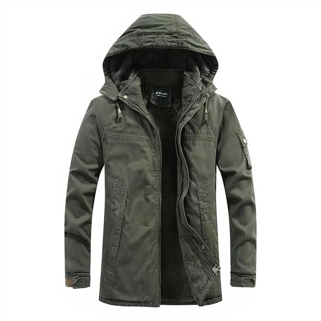 Stylish winter jacket for men with hood – functional & warm