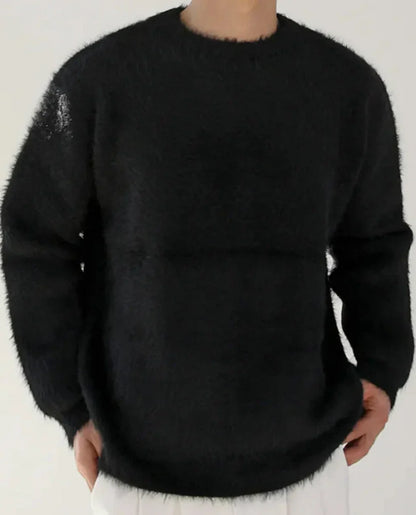 Men’s fuzzy knit crew-neck sweater – men
