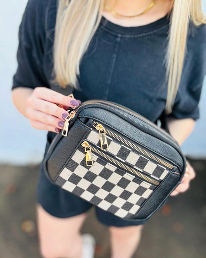 Monaco crossbody bag with check pattern