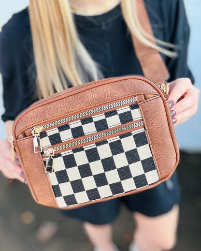 Monaco crossbody bag with check pattern