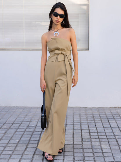 Strapless Tie Waist Jumpsuit