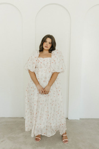 Melody Maxi Dress with Pleats and Bow Detail in Pink Rose Floral - Bump Friendly & Inclusive Sizing (S-3XL)