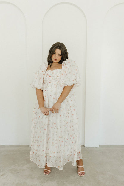 Melody Maxi Dress with Pleats and Bow Detail in Pink Rose Floral - Bump Friendly & Inclusive Sizing (S-3XL)