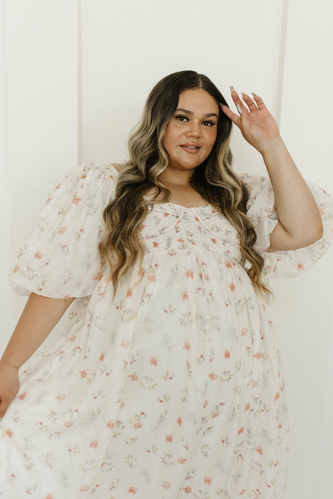 Harlow Maxi Dress in Tiny Pink Floral - Bump Friendly & Inclusive Sizing (S-3XL)