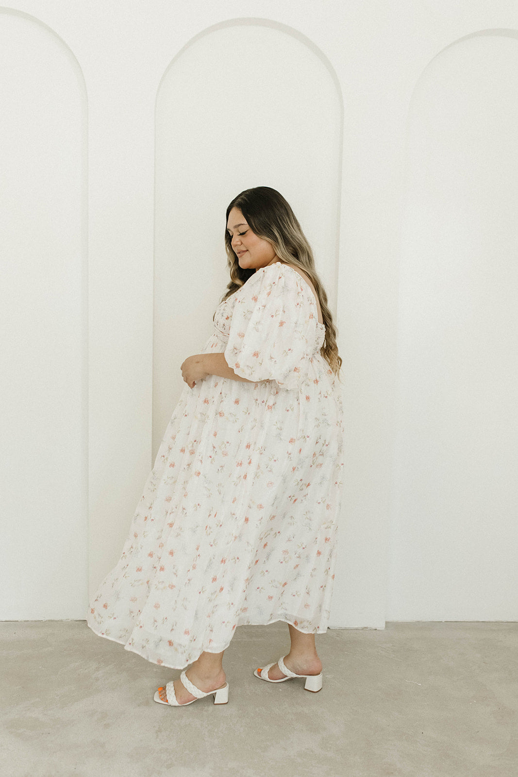 Harlow Maxi Dress in Tiny Pink Floral - Bump Friendly & Inclusive Sizing (S-3XL)