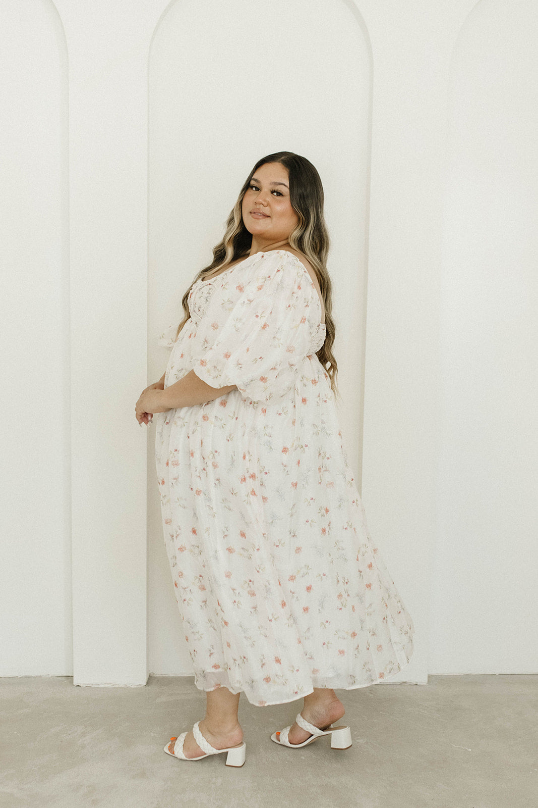 Harlow Maxi Dress in Tiny Pink Floral - Bump Friendly & Inclusive Sizing (S-3XL)