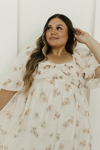 Harlow Maxi Dress in Taupe Floral - Bump Friendly & Inclusive Sizing (S-3XL)