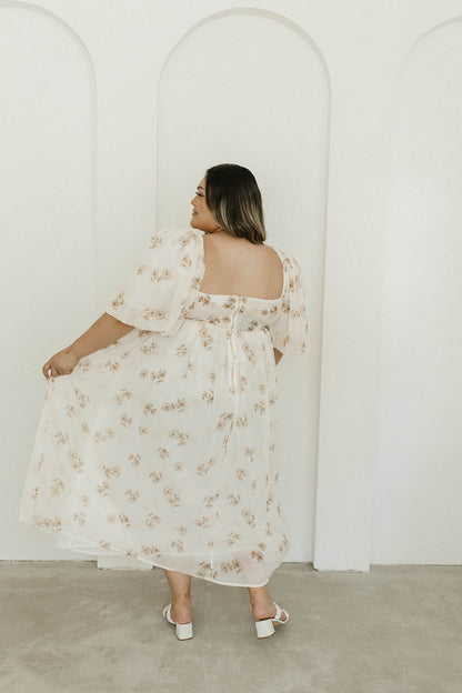 Harlow Maxi Dress in Taupe Floral - Bump Friendly & Inclusive Sizing (S-3XL)