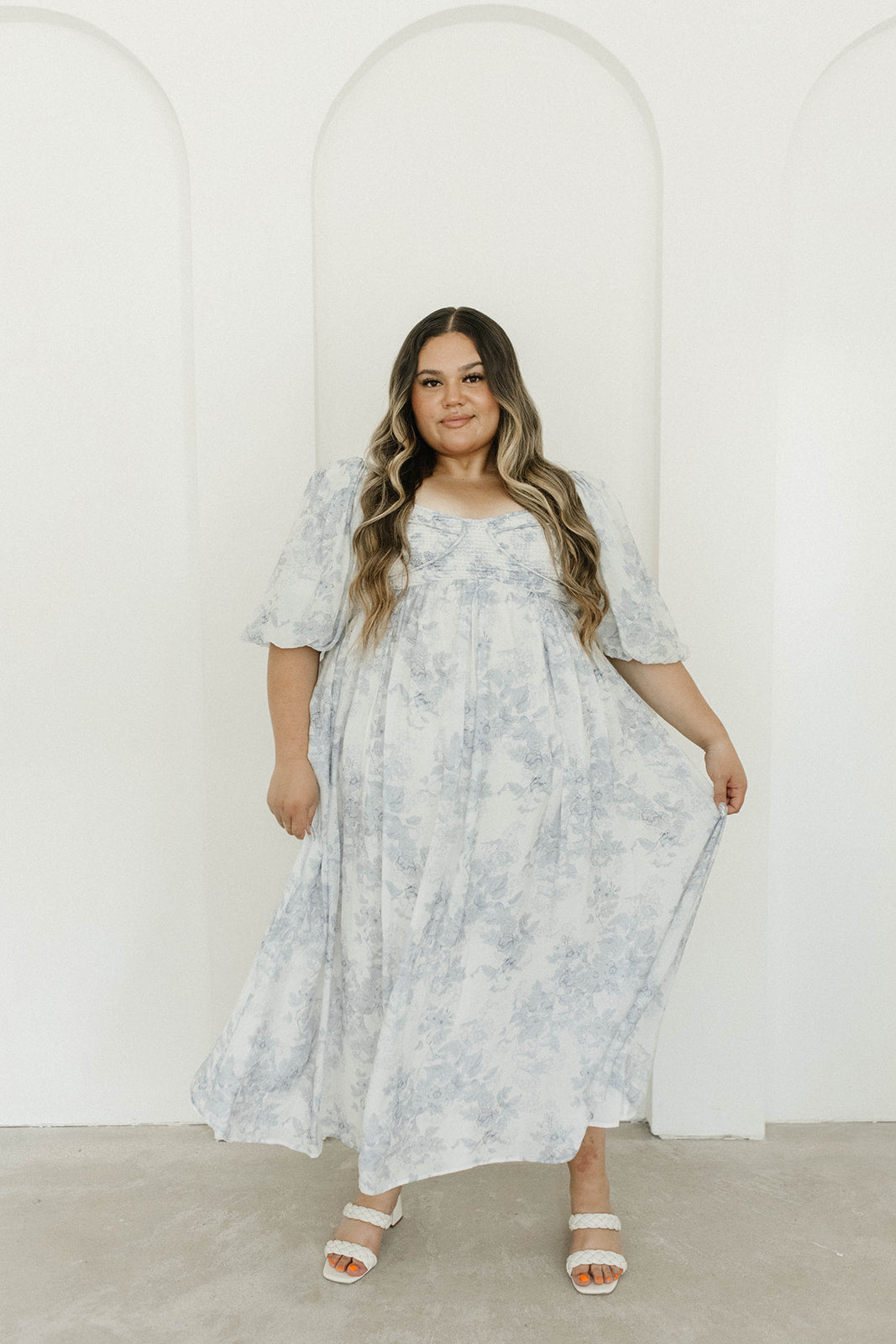 Harlow Maxi Dress in Light Blue Floral - Bump Friendly & Inclusive Sizing (S-3XL)