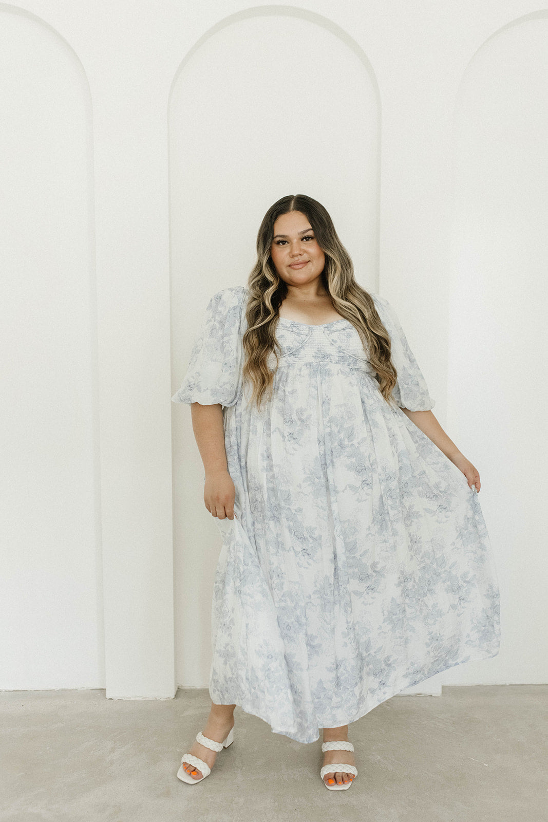 Harlow Maxi Dress in Light Blue Floral - Bump Friendly & Inclusive Sizing (S-3XL)