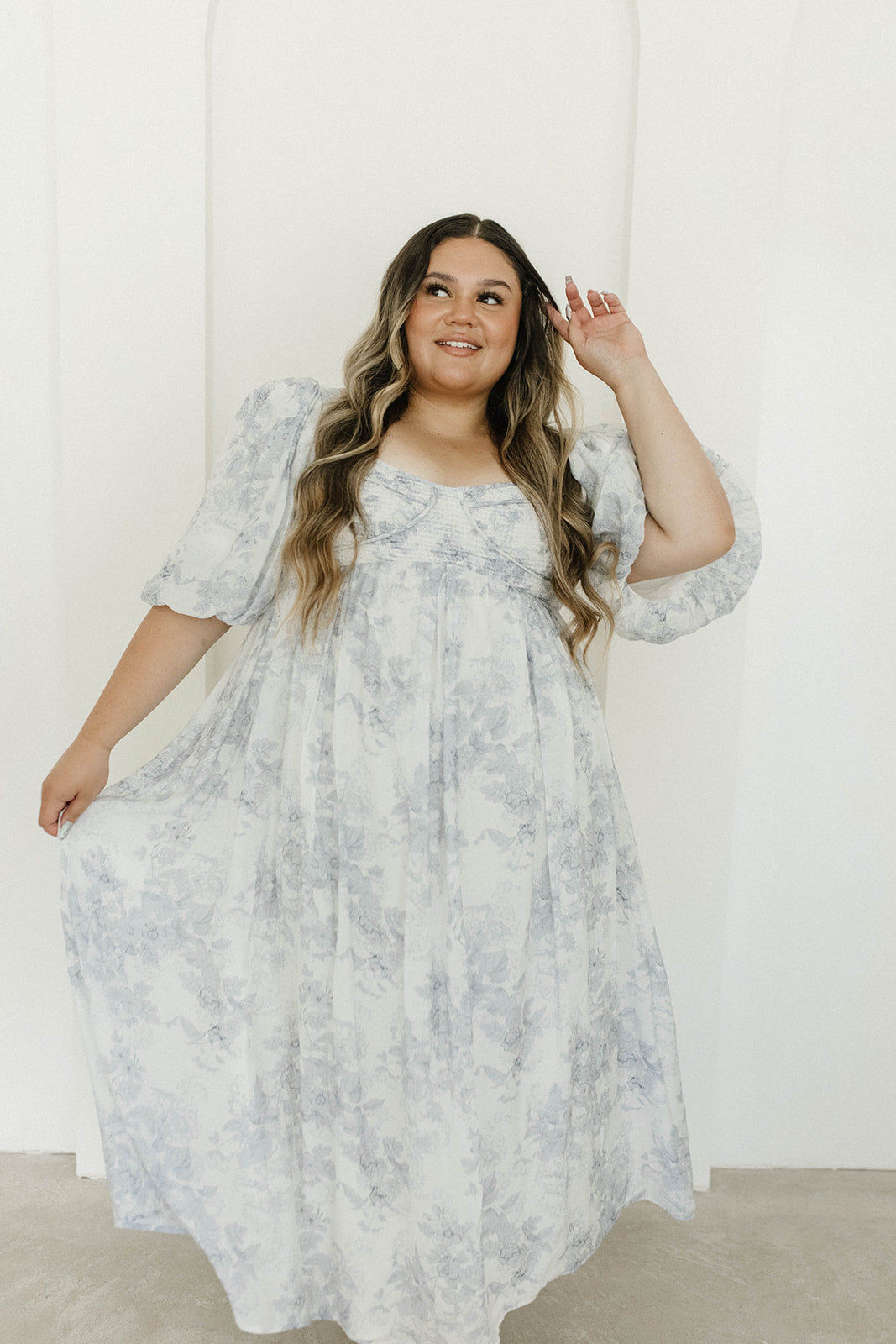 Harlow Maxi Dress in Light Blue Floral - Bump Friendly & Inclusive Sizing (S-3XL)