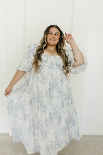 Harlow Maxi Dress in Light Blue Floral - Bump Friendly & Inclusive Sizing (S-3XL)