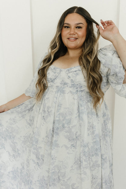 Harlow Maxi Dress in Light Blue Floral - Bump Friendly & Inclusive Sizing (S-3XL)