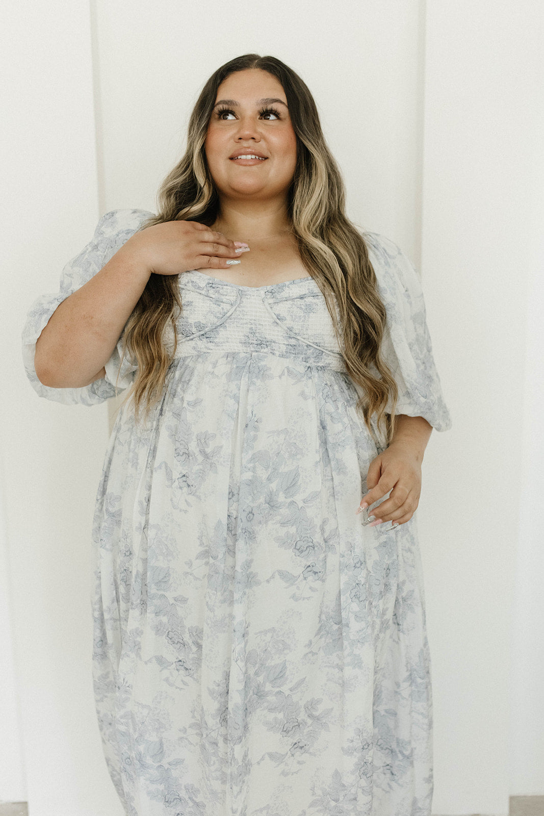 Harlow Maxi Dress in Light Blue Floral - Bump Friendly & Inclusive Sizing (S-3XL)