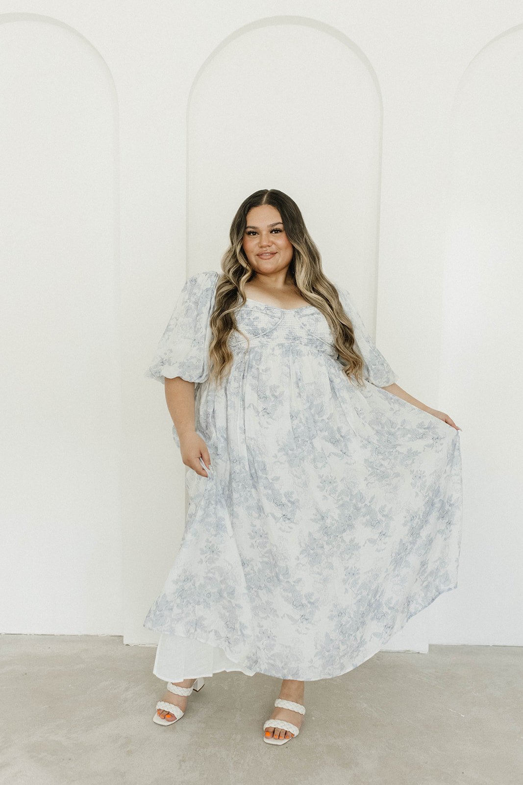 Harlow Maxi Dress in Light Blue Floral - Bump Friendly & Inclusive Sizing (S-3XL)