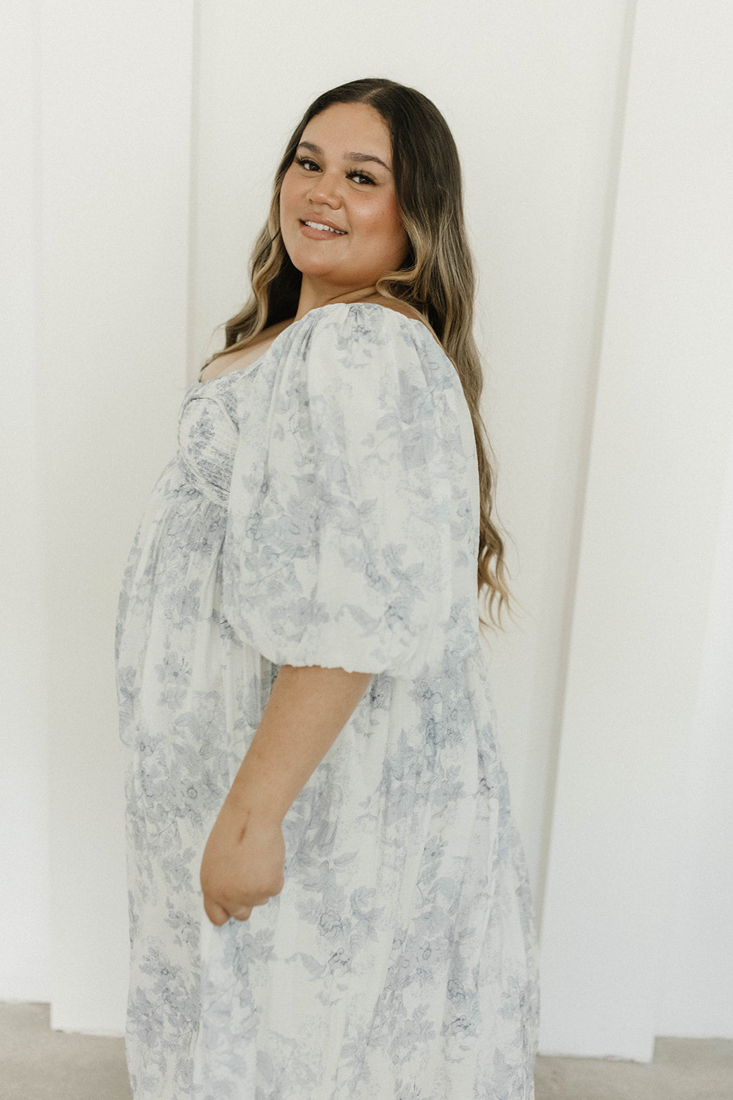 Harlow Maxi Dress in Light Blue Floral - Bump Friendly & Inclusive Sizing (S-3XL)