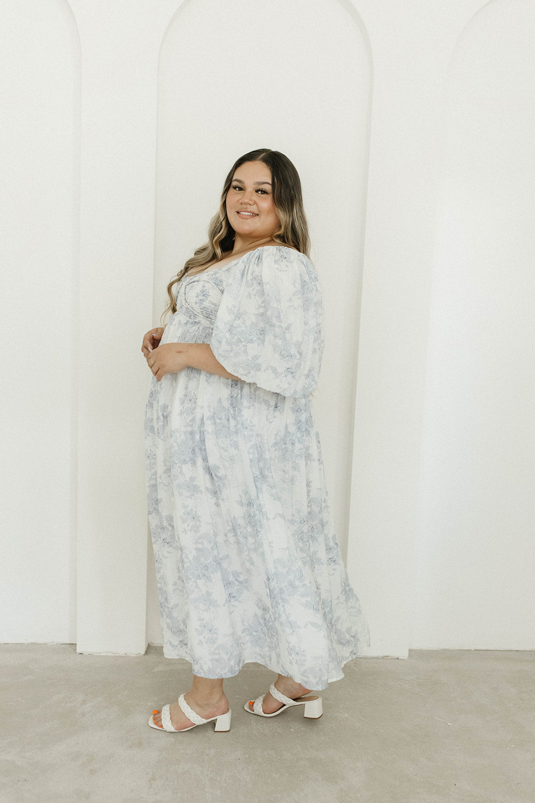 Harlow Maxi Dress in Light Blue Floral - Bump Friendly & Inclusive Sizing (S-3XL)