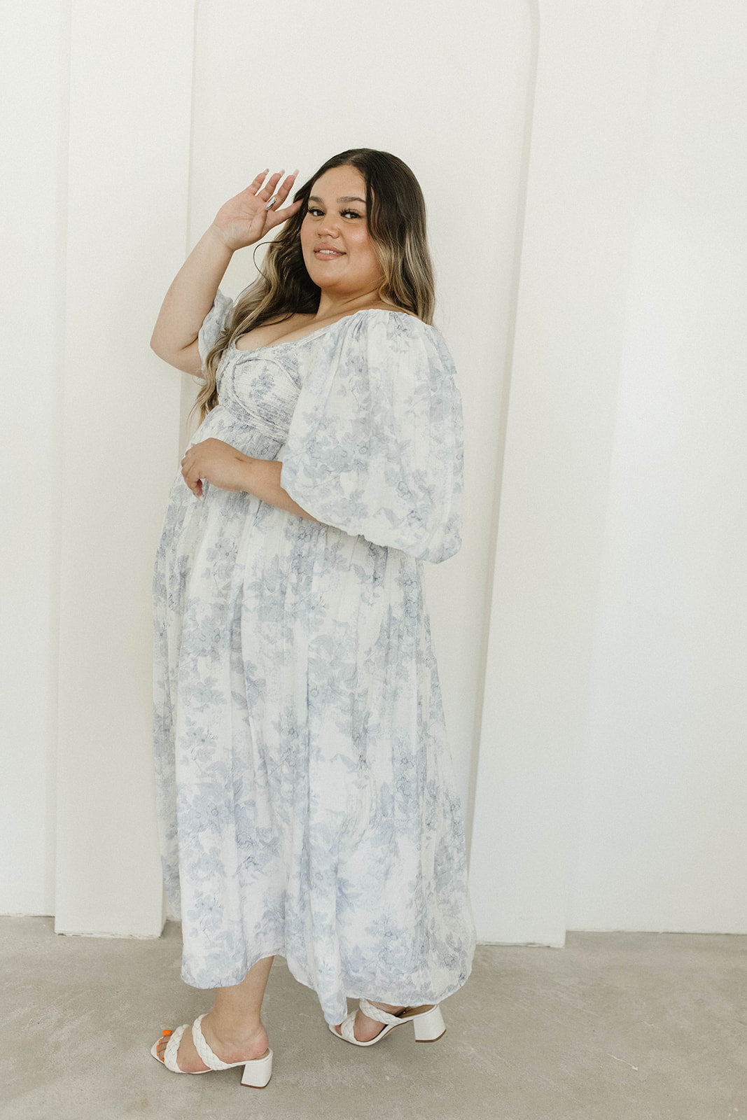 Harlow Maxi Dress in Light Blue Floral - Bump Friendly & Inclusive Sizing (S-3XL)