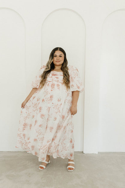 Melody Maxi Dress with Pleats and Bow Detail in Pink Floral -  Bump Friendly & Inclusive Sizing (S-3XL)