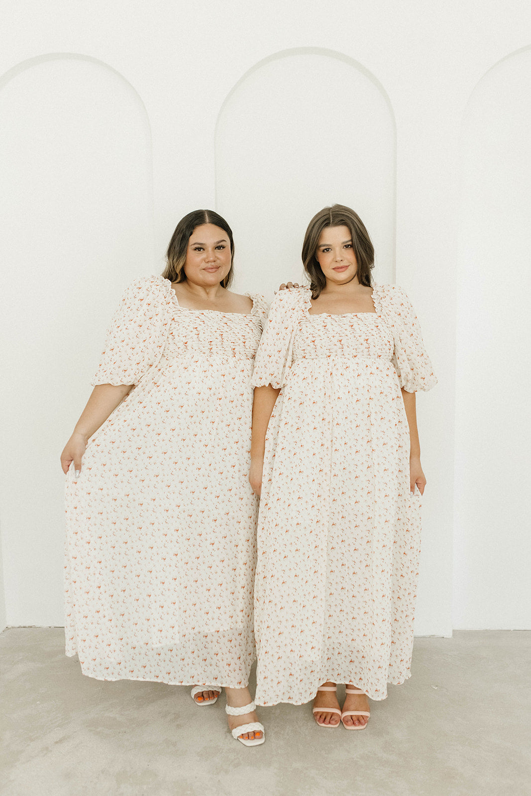 Melody Maxi Dress with Pleats and Bow Detail in Ivory Floral- Bump Friendly & Inclusive Sizing (S-3XL)