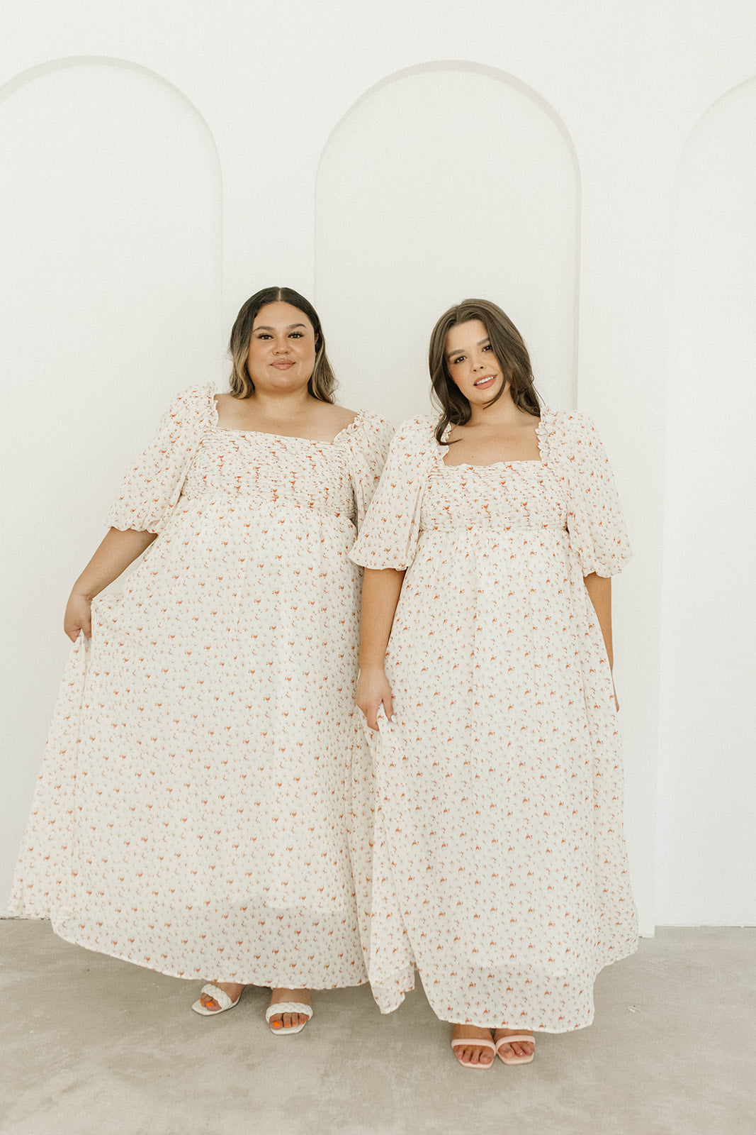 Melody Maxi Dress with Pleats and Bow Detail in Ivory Floral- Bump Friendly & Inclusive Sizing (S-3XL)