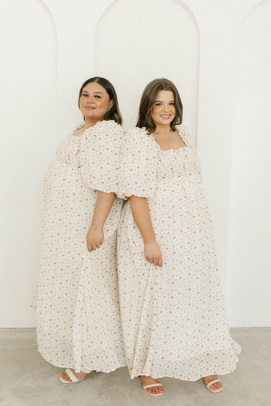 Melody Maxi Dress with Pleats and Bow Detail in Ivory Floral- Bump Friendly & Inclusive Sizing (S-3XL)