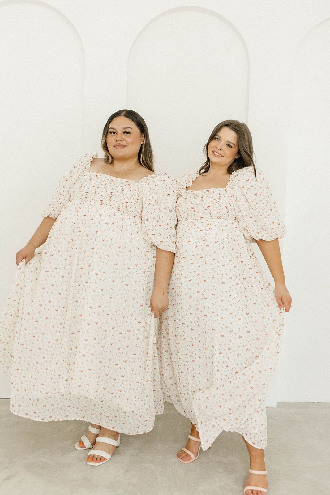 Melody Maxi Dress with Pleats and Bow Detail in Ivory Floral- Bump Friendly & Inclusive Sizing (S-3XL)