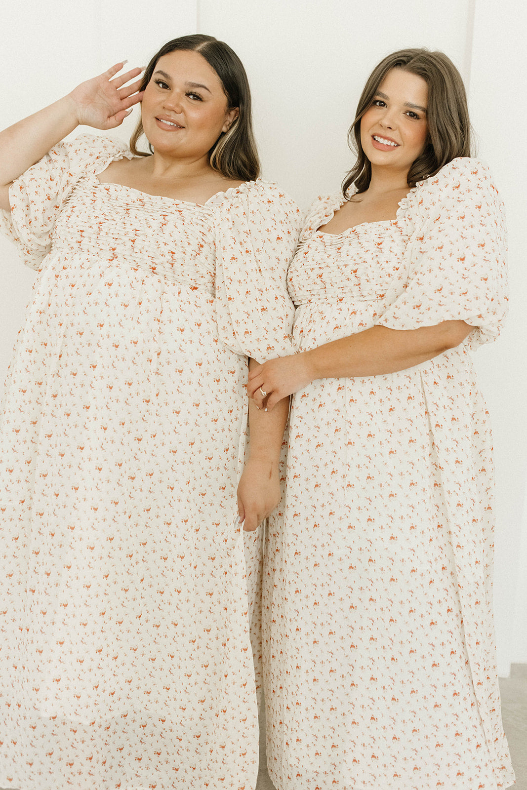 Melody Maxi Dress with Pleats and Bow Detail in Ivory Floral- Bump Friendly & Inclusive Sizing (S-3XL)