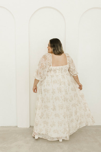 Mona Maxi Dress with Smocking in Cream Floral - Bump Friendly & Inclusive Sizing (S-3XL)