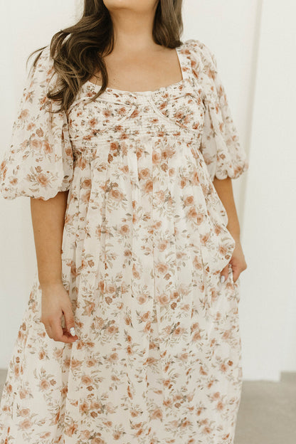 Harlow Maxi Dress in Ivory Floral - Bump Friendly & Inclusive Sizing (S-3XL)