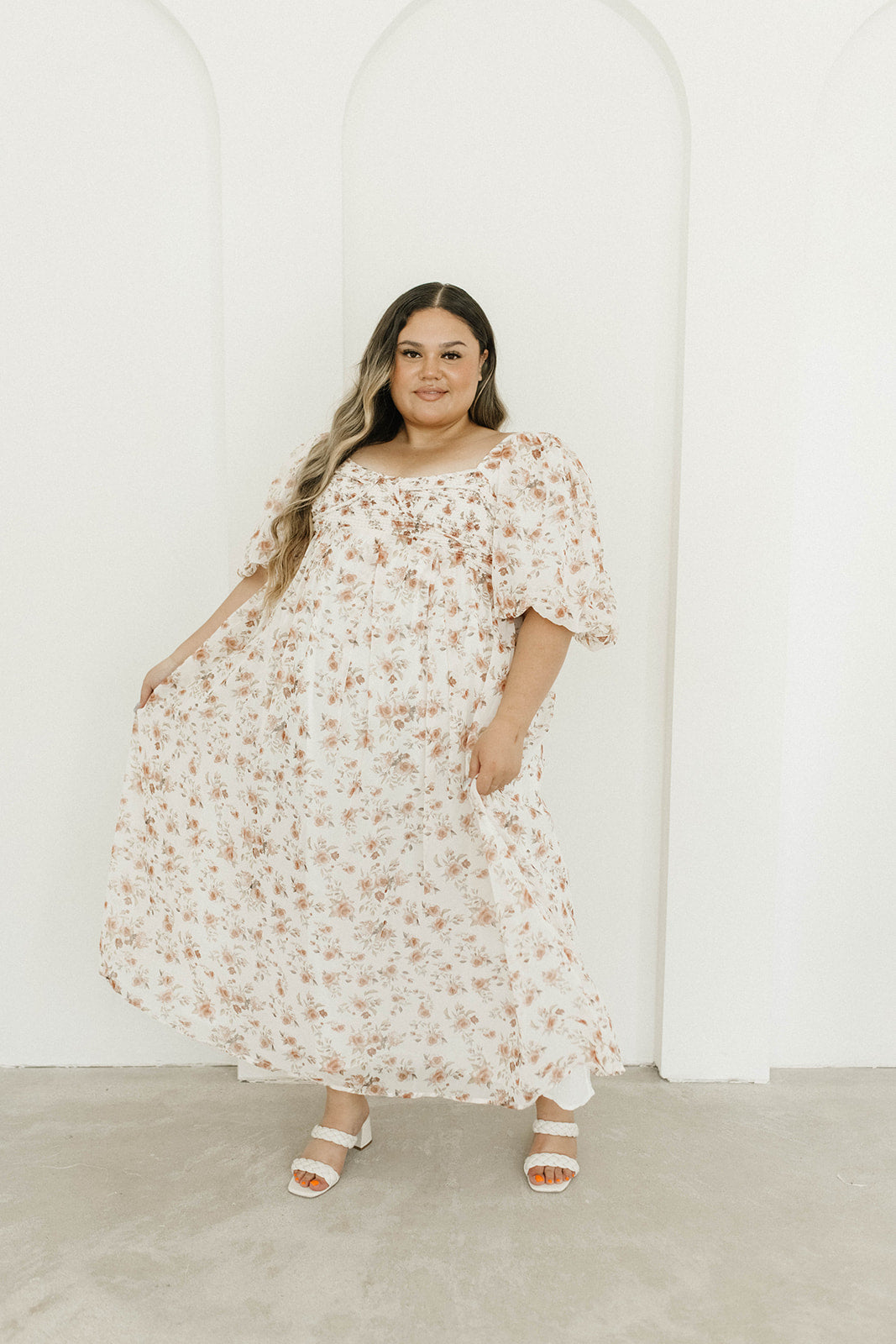 Harlow Maxi Dress in Ivory Floral - Bump Friendly & Inclusive Sizing (S-3XL)