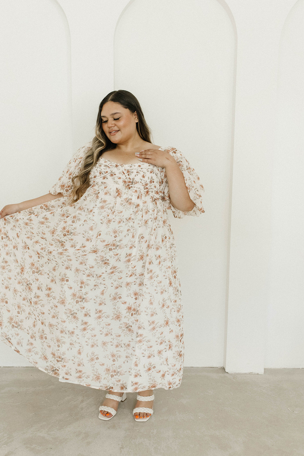 Harlow Maxi Dress in Ivory Floral - Bump Friendly & Inclusive Sizing (S-3XL)