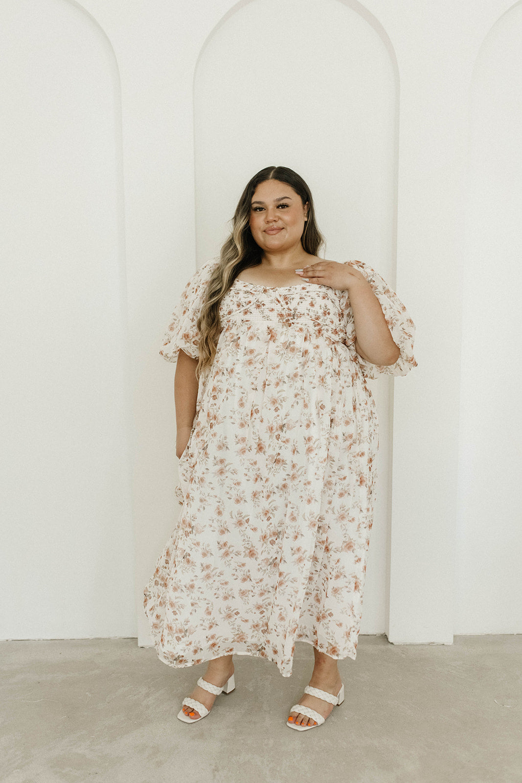 Harlow Maxi Dress in Ivory Floral - Bump Friendly & Inclusive Sizing (S-3XL)