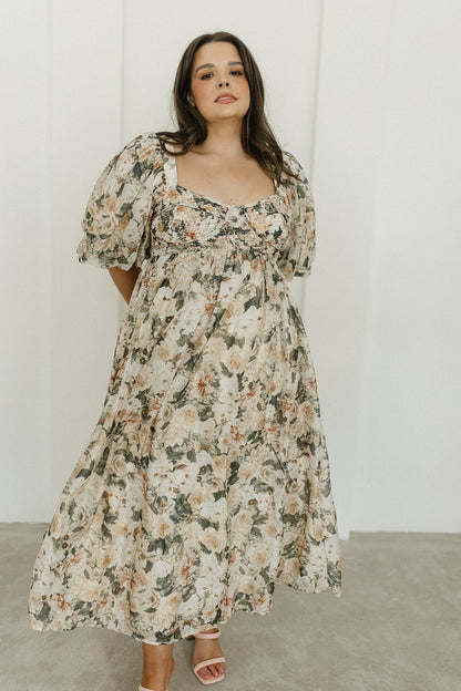 Harlow Maxi Dress in Champagne Floral - Bump Friendly & Inclusive Sizing (S-3XL)