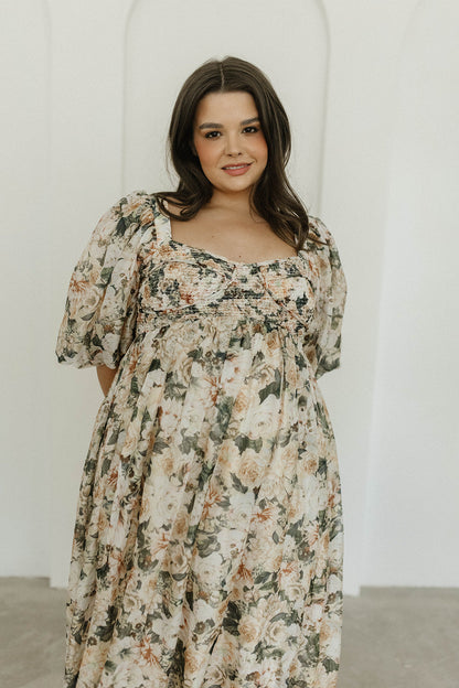 Harlow Maxi Dress in Champagne Floral - Bump Friendly & Inclusive Sizing (S-3XL)