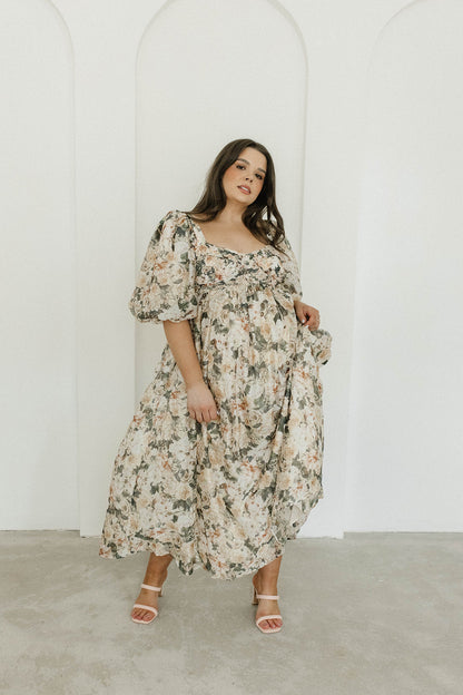 Harlow Maxi Dress in Champagne Floral - Bump Friendly & Inclusive Sizing (S-3XL)