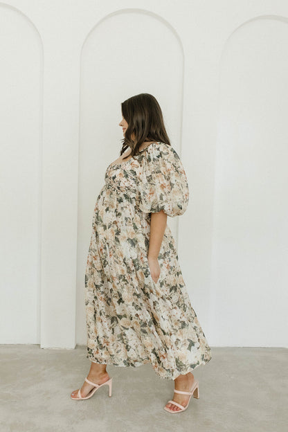 Harlow Maxi Dress in Champagne Floral - Bump Friendly & Inclusive Sizing (S-3XL)