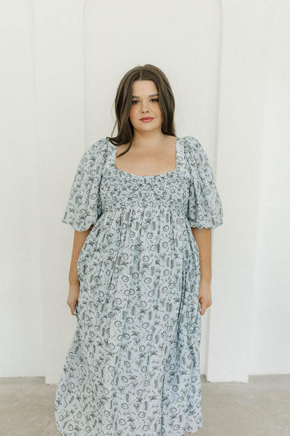 Harlow Maxi Dress in Blue Vintage Tea - Bump Friendly & Inclusive Sizing (S-3XL)