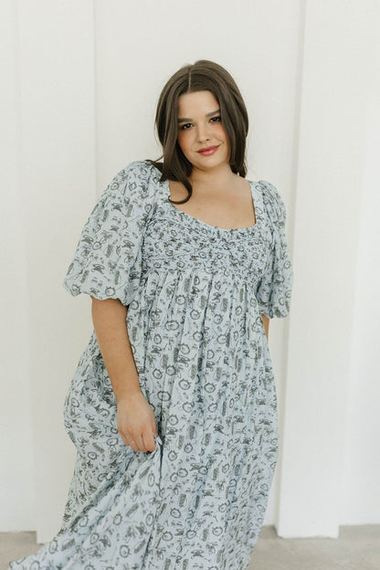 Harlow Maxi Dress in Blue Vintage Tea - Bump Friendly & Inclusive Sizing (S-3XL)