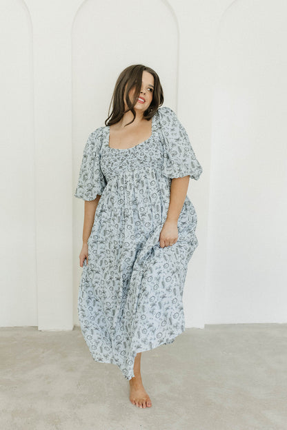 Harlow Maxi Dress in Blue Vintage Tea - Bump Friendly & Inclusive Sizing (S-3XL)